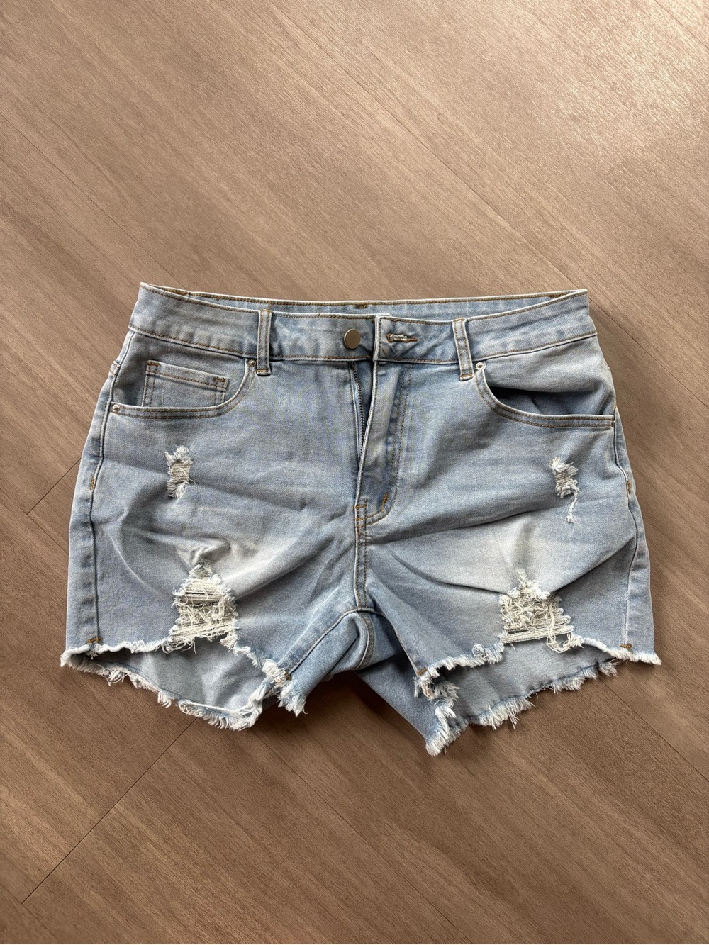 Light Blue Distressed Denim Women's Shorts